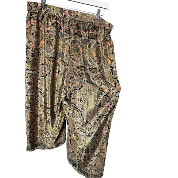 Philosophy Wide-Leg Pants Woman 1X Paisley Print Elastic Waist Cotton Blend BOHO - Picture 4 of 6